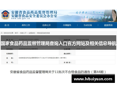 国家食品药品监督管理局查询入口官方网站及相关信息导航